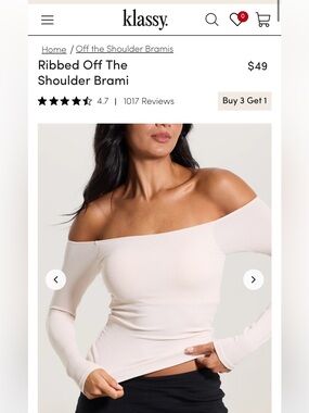 Klassy Network Ribbed Off The Shoulder Brami Top (XS)